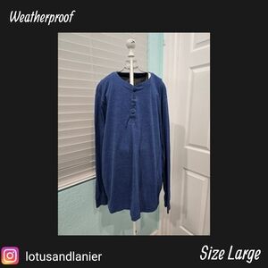 Weatherproof  Men's  Long Sleeve Blue T-Shirt  Sz Large